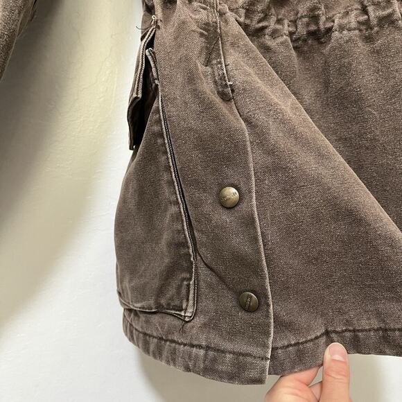 VTG Carhartt Men's Blanket Lined Canvas Chore Jacket Size L Brown Drawstring C52 - Picture 9 of 16
